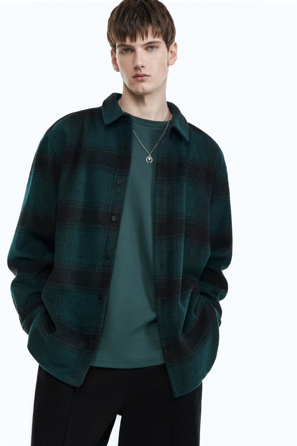 Рубашка прямая клетчатая - цвет бежевый - 2