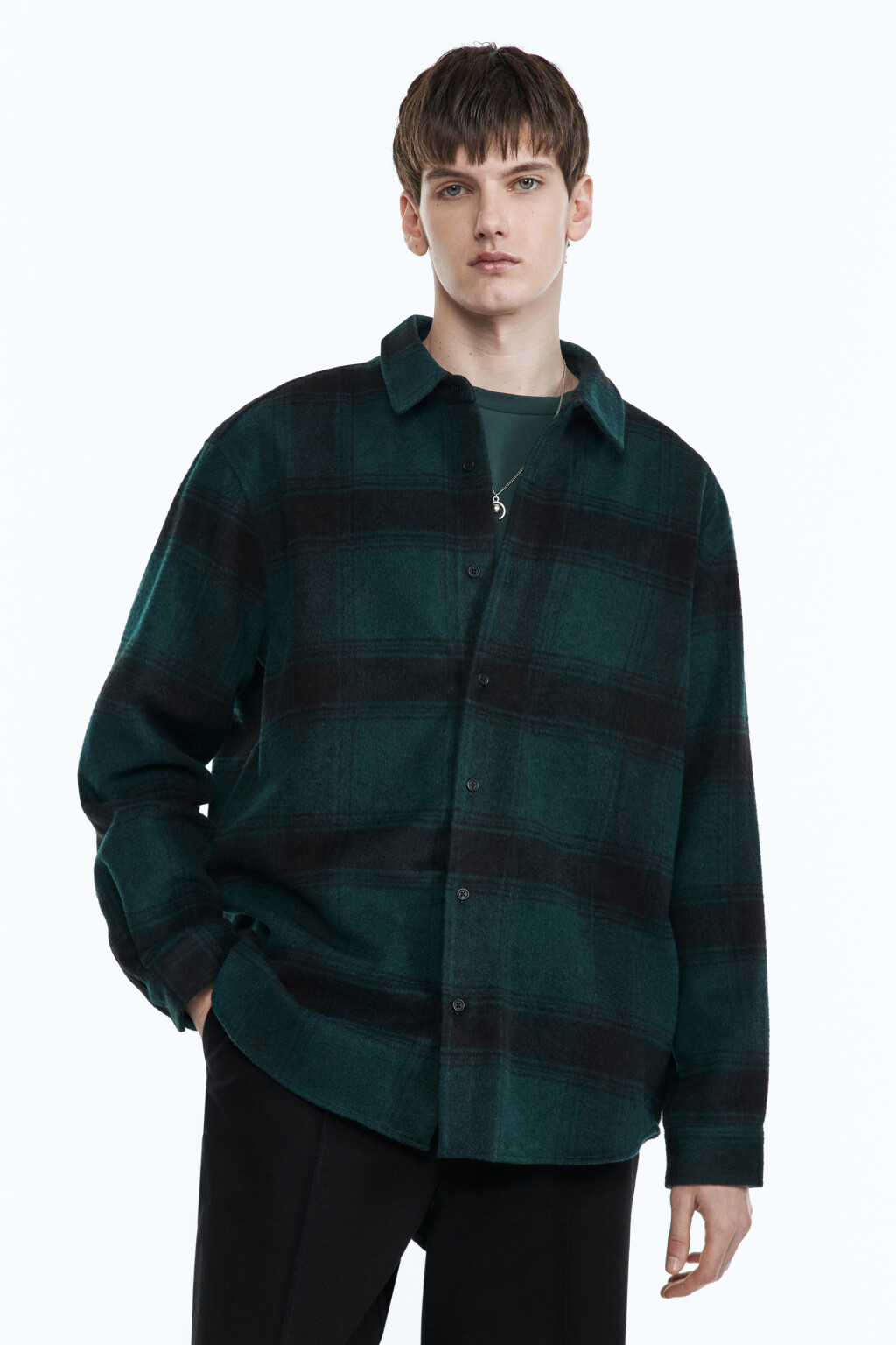 Рубашка прямая клетчатая - цвет бежевый - 3