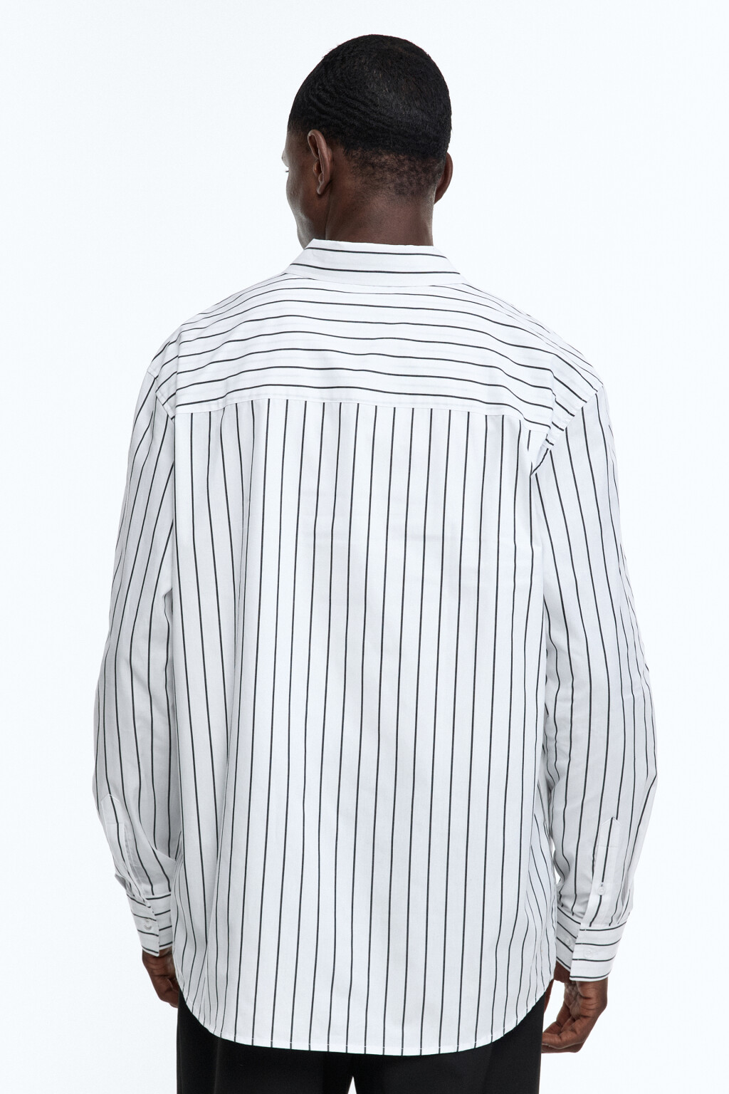 Рубашка прямая хлопковая в полоску - цвет синий - 4