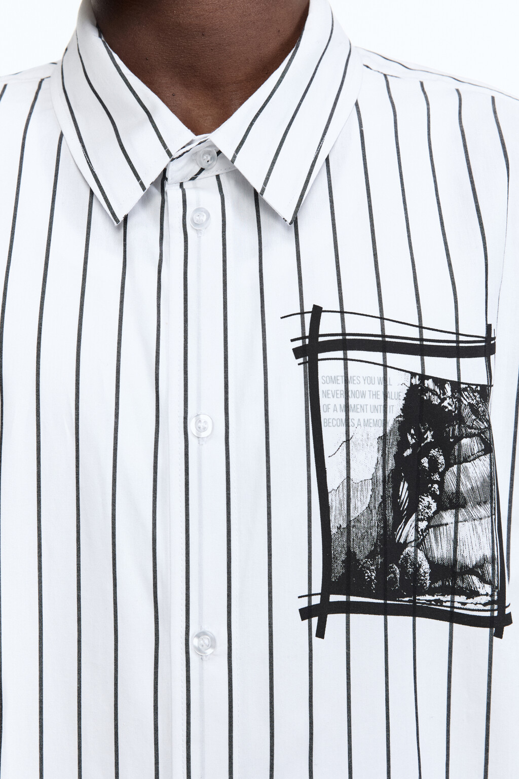 Рубашка прямая хлопковая в полоску - цвет синий - 7