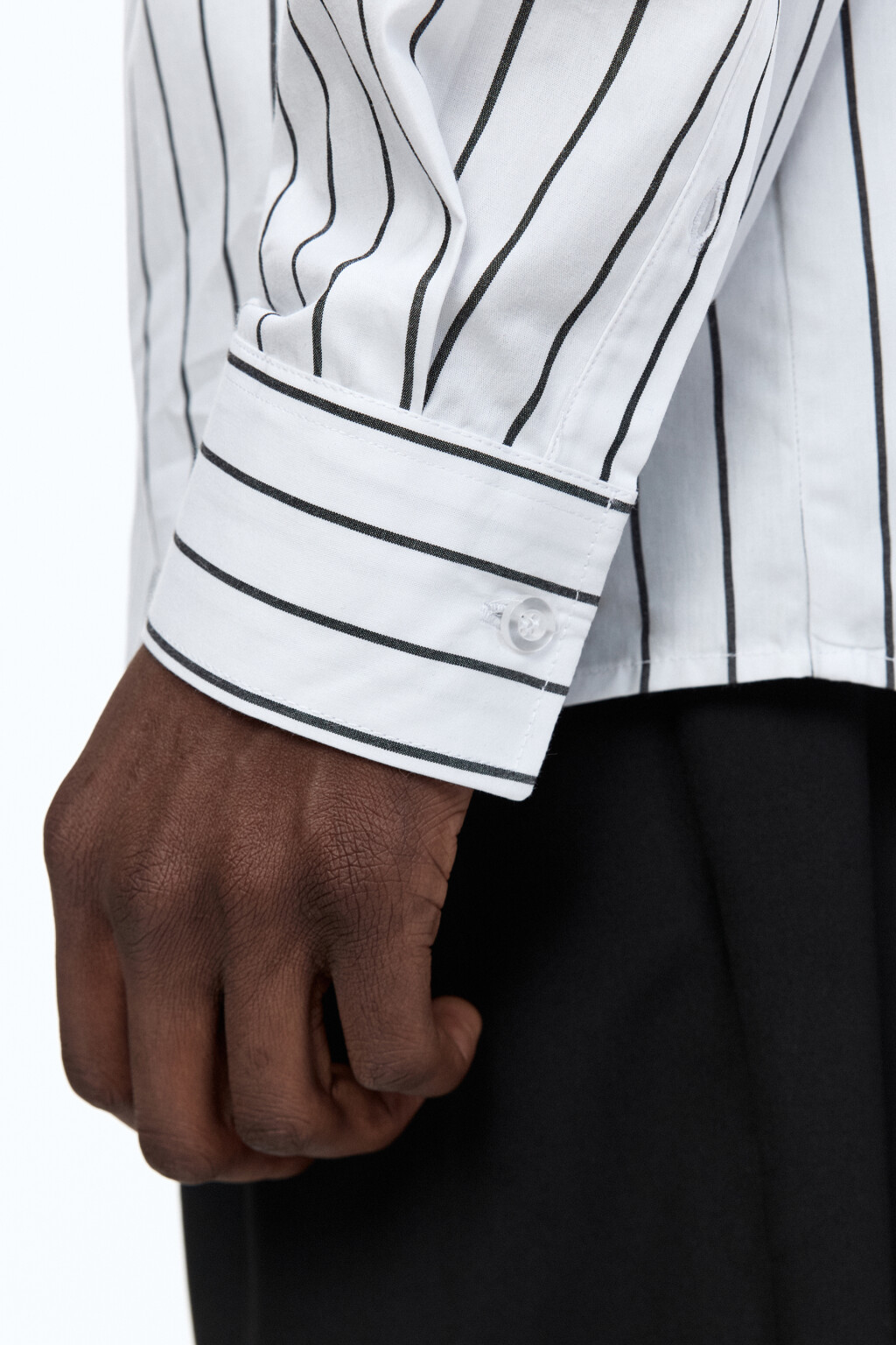 Рубашка прямая хлопковая в полоску - цвет синий - 8