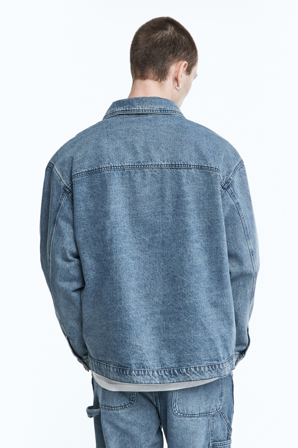 Рубашка джинсовая с карманами - цвет голубой - 5