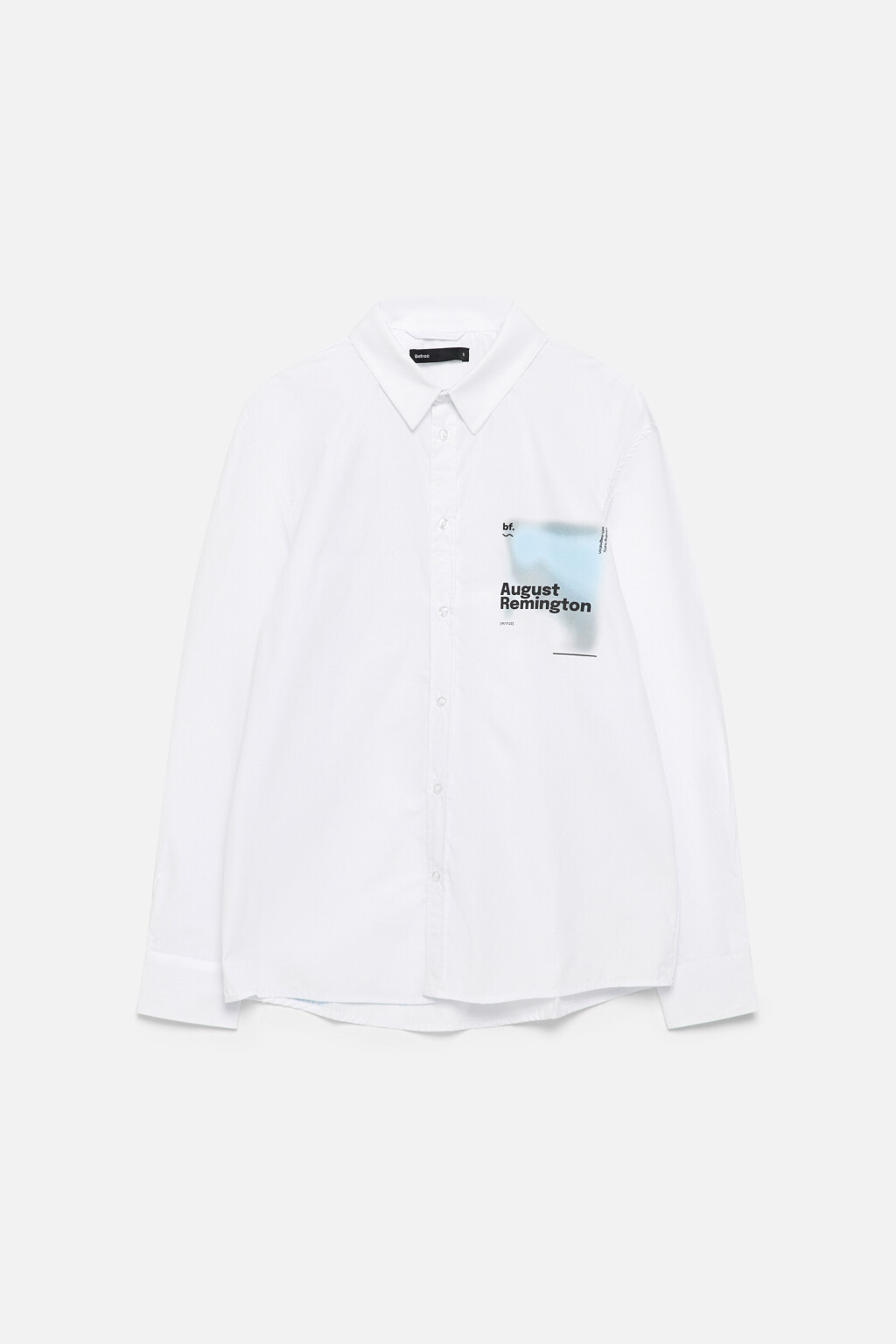 Рубашка прямая хлопковая с принтом - цвет белый - 9