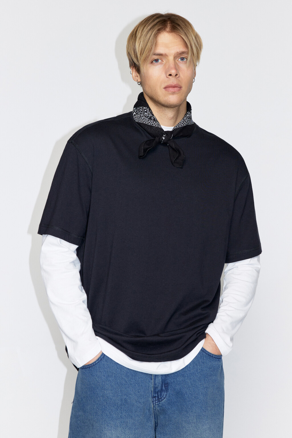 Футболка oversize хлопковая базовая - цвет черный - 2