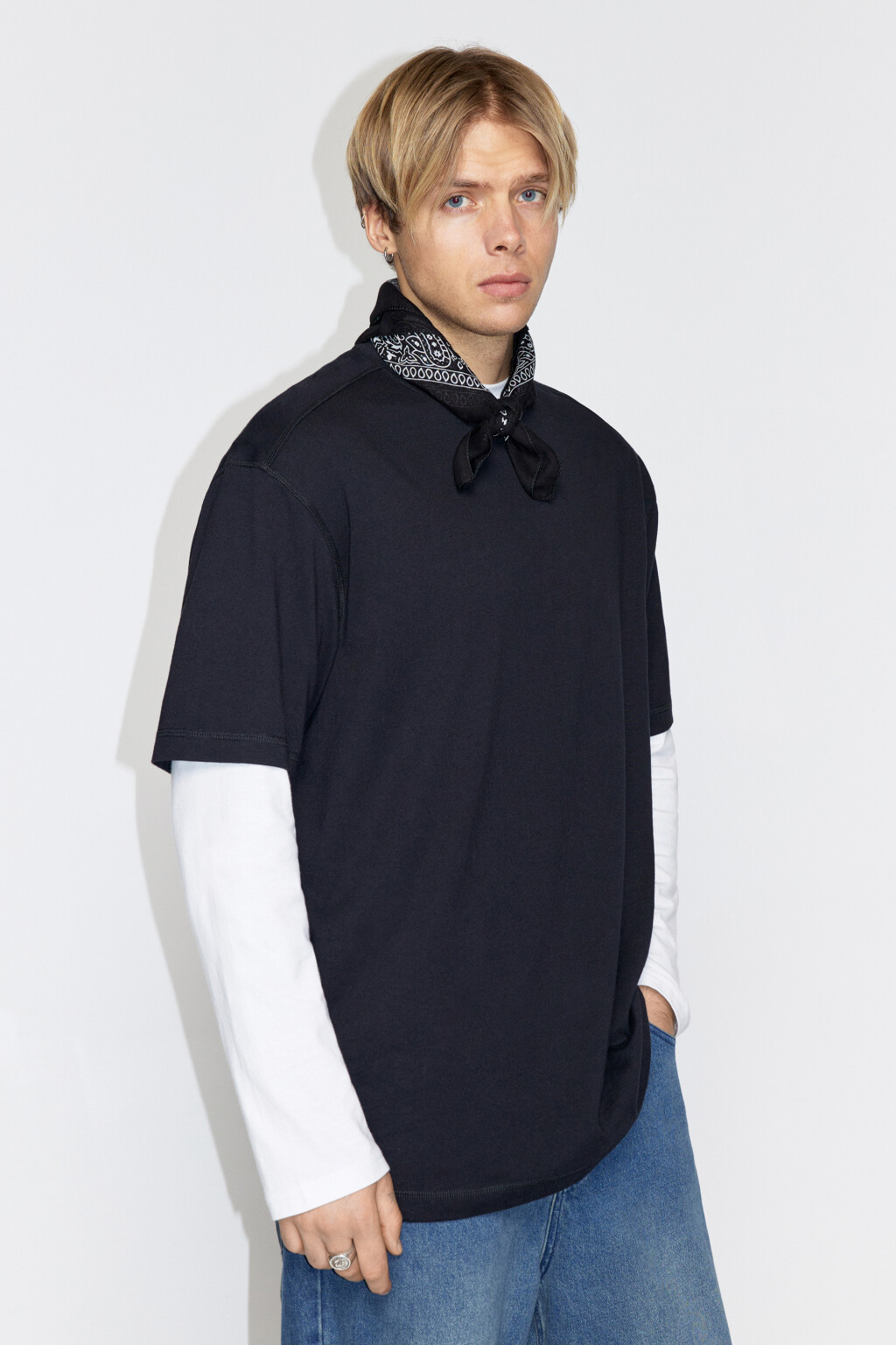 Футболка oversize хлопковая базовая - цвет черный - 3