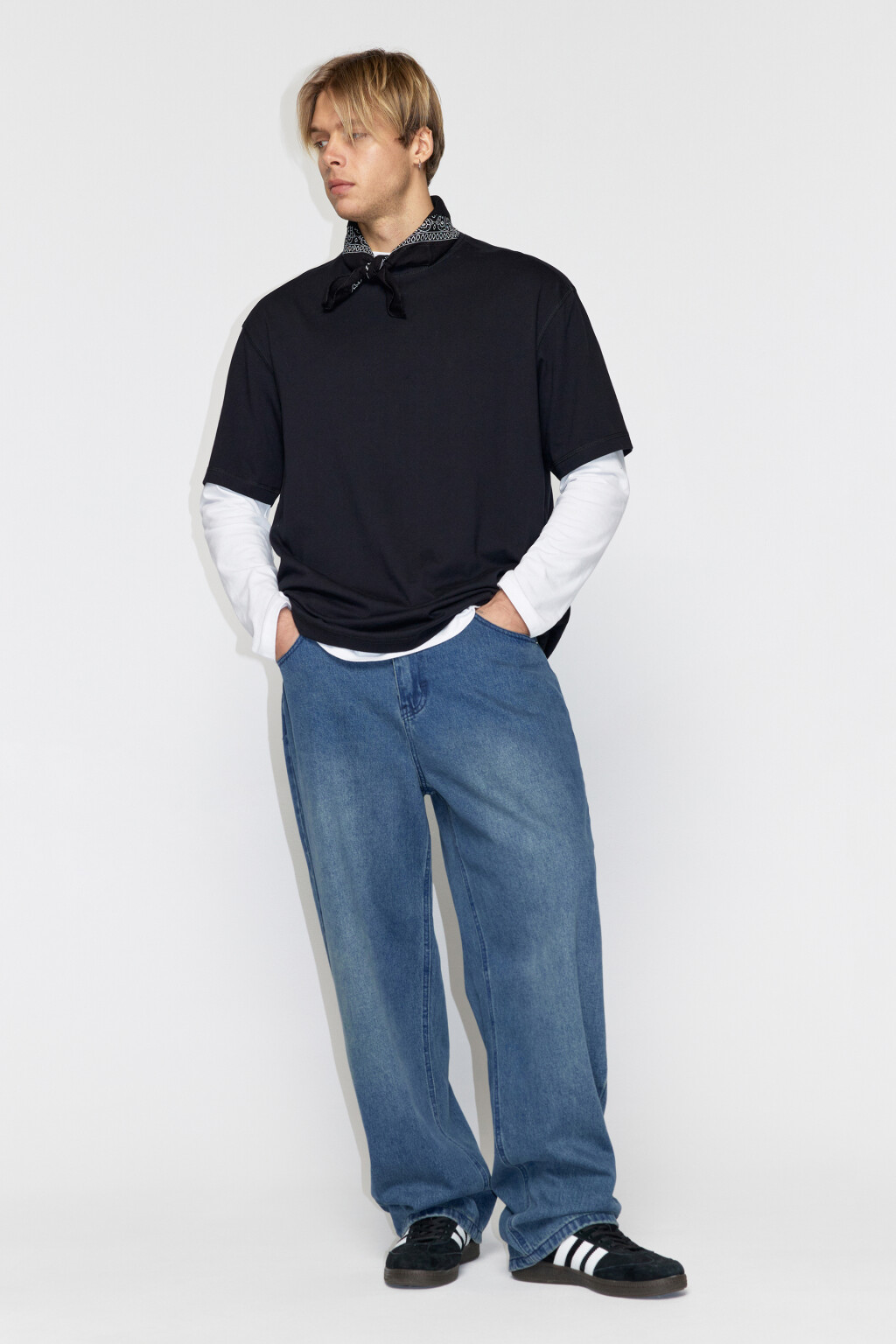 Футболка oversize хлопковая базовая - цвет черный - 5