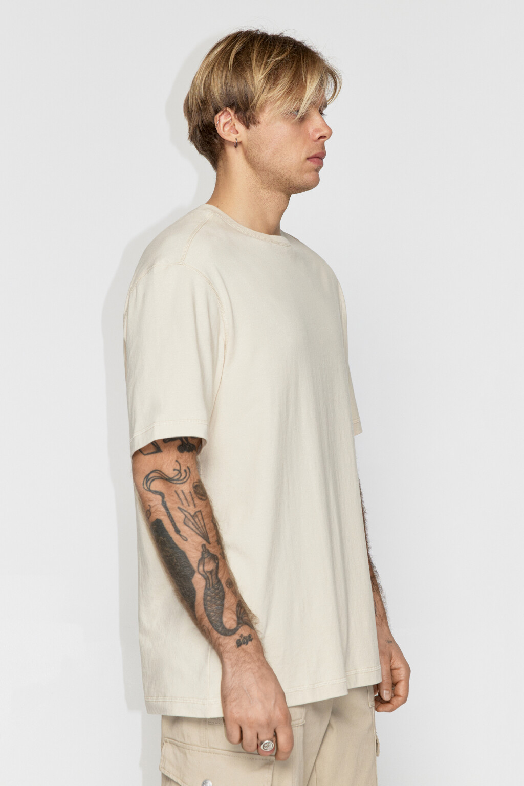 Футболка oversize хлопковая базовая - цвет бежевый - 4