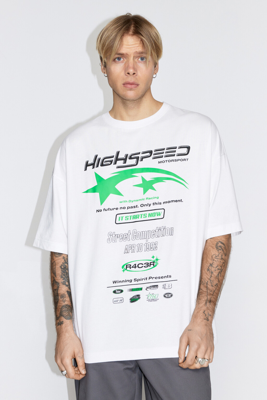 Футболка oversize хлопковая с принтом - цвет белый - 2