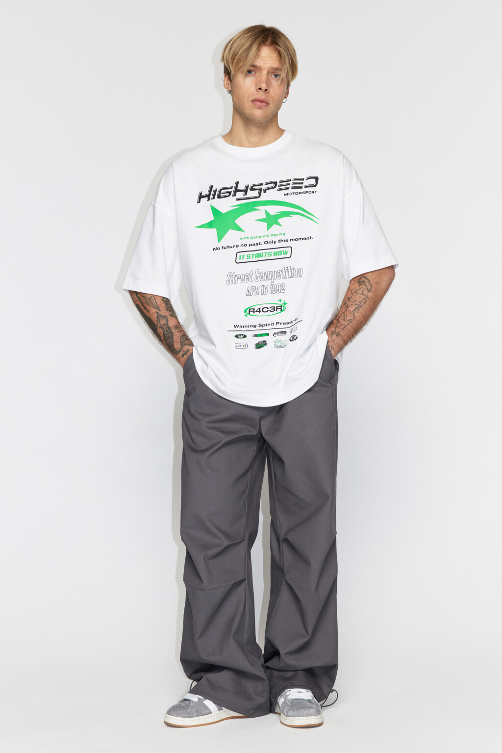 Футболка oversize хлопковая с принтом - цвет белый - 5