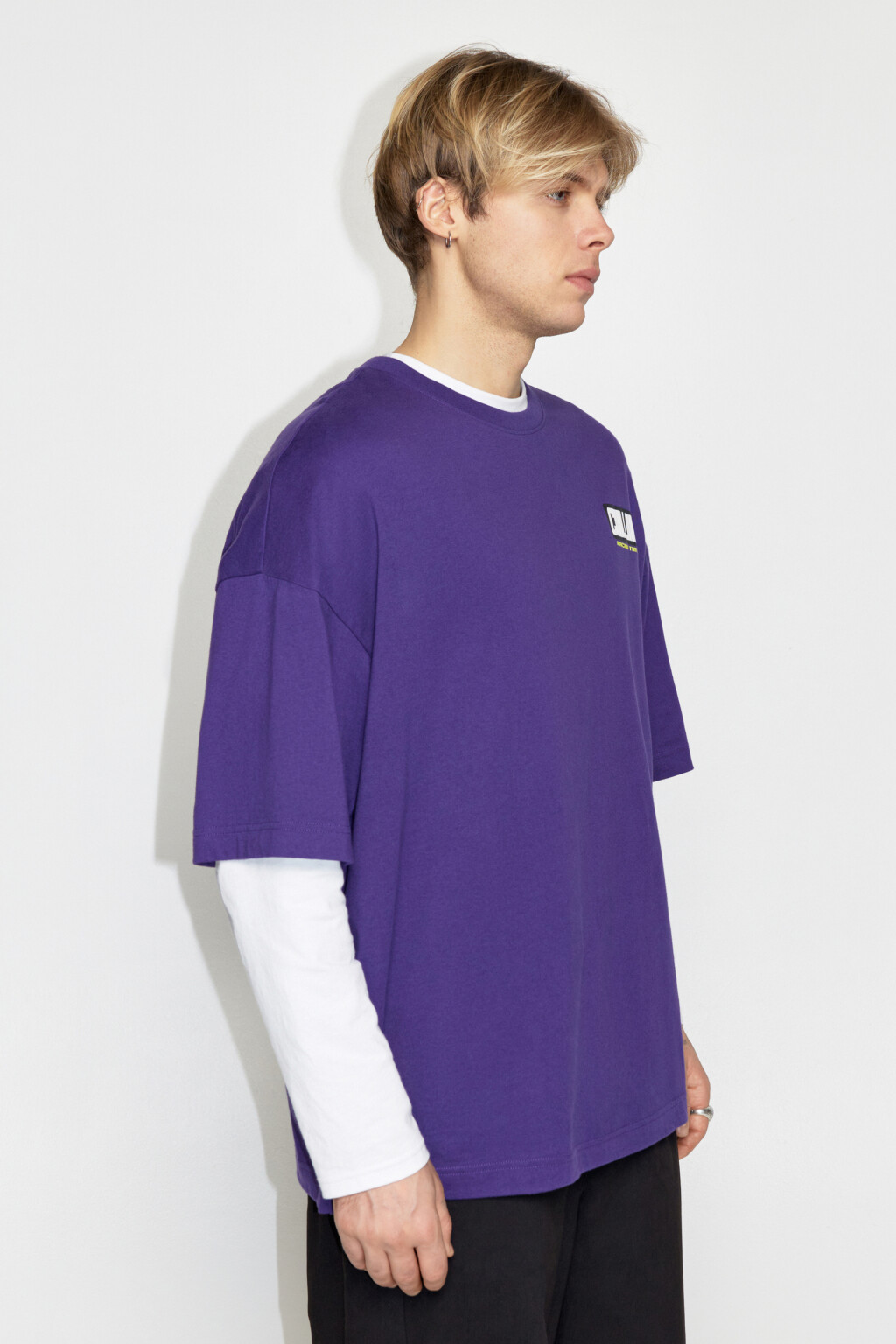 Футболка oversize хлопковая с принтом - цвет фиолетовый - 4