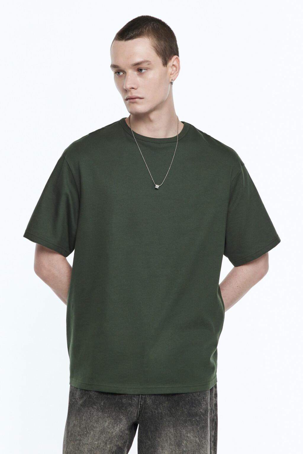 Футболка прямая базовая - цвет зеленый - 2