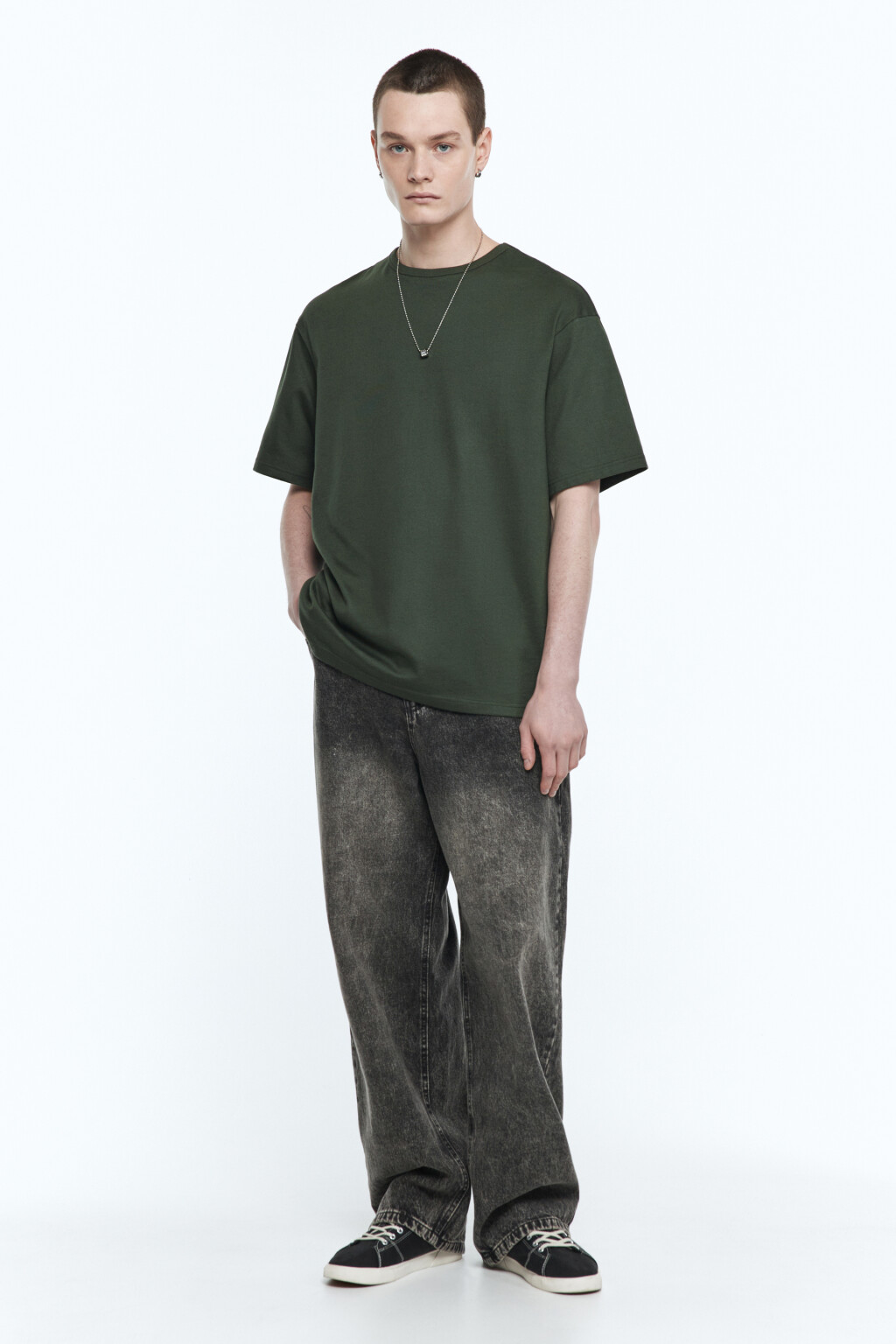 Футболка прямая базовая - цвет зеленый - 1