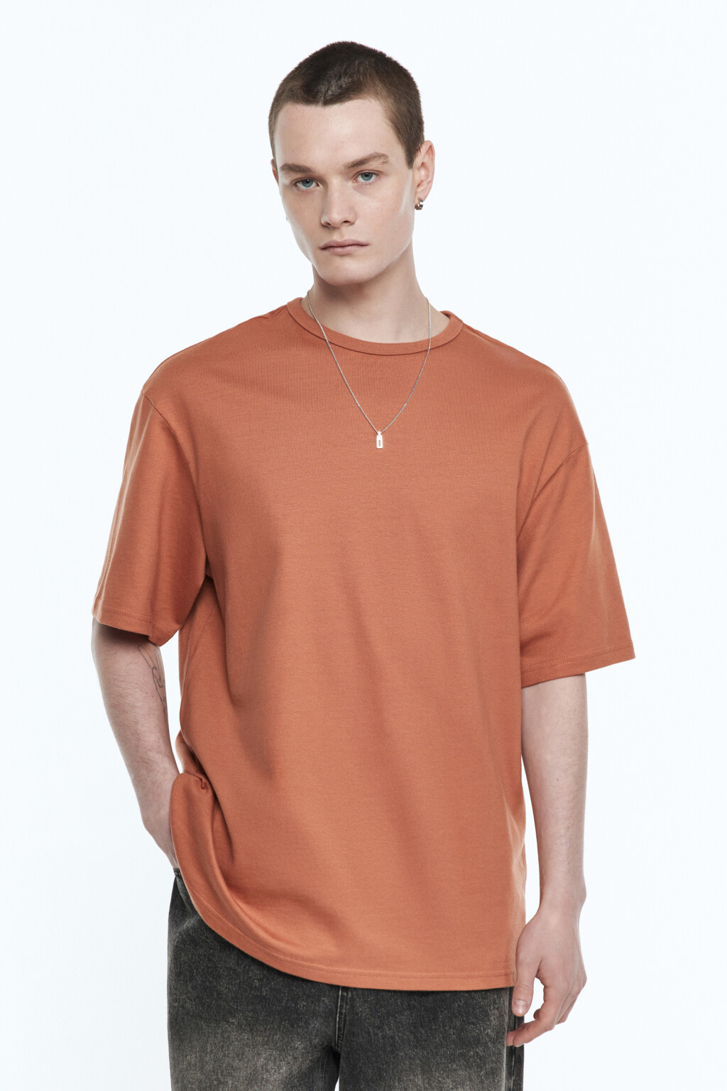 Футболка прямая базовая - цвет коричневый - 2