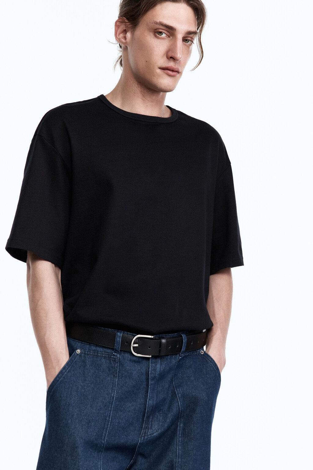 Футболка прямая базовая - цвет черный - 1