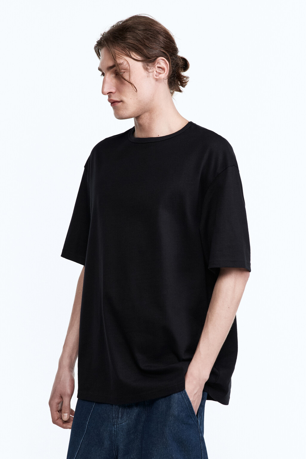 Футболка прямая базовая - цвет черный - 3