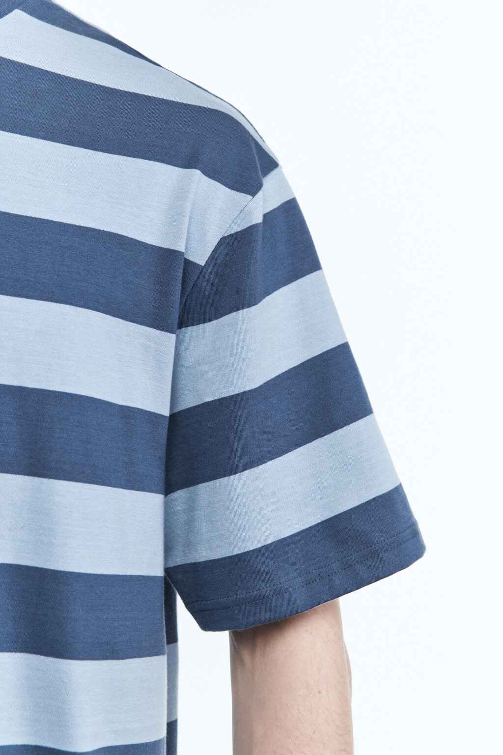 Футболка прямая с принтом в полоску - цвет синий - 7