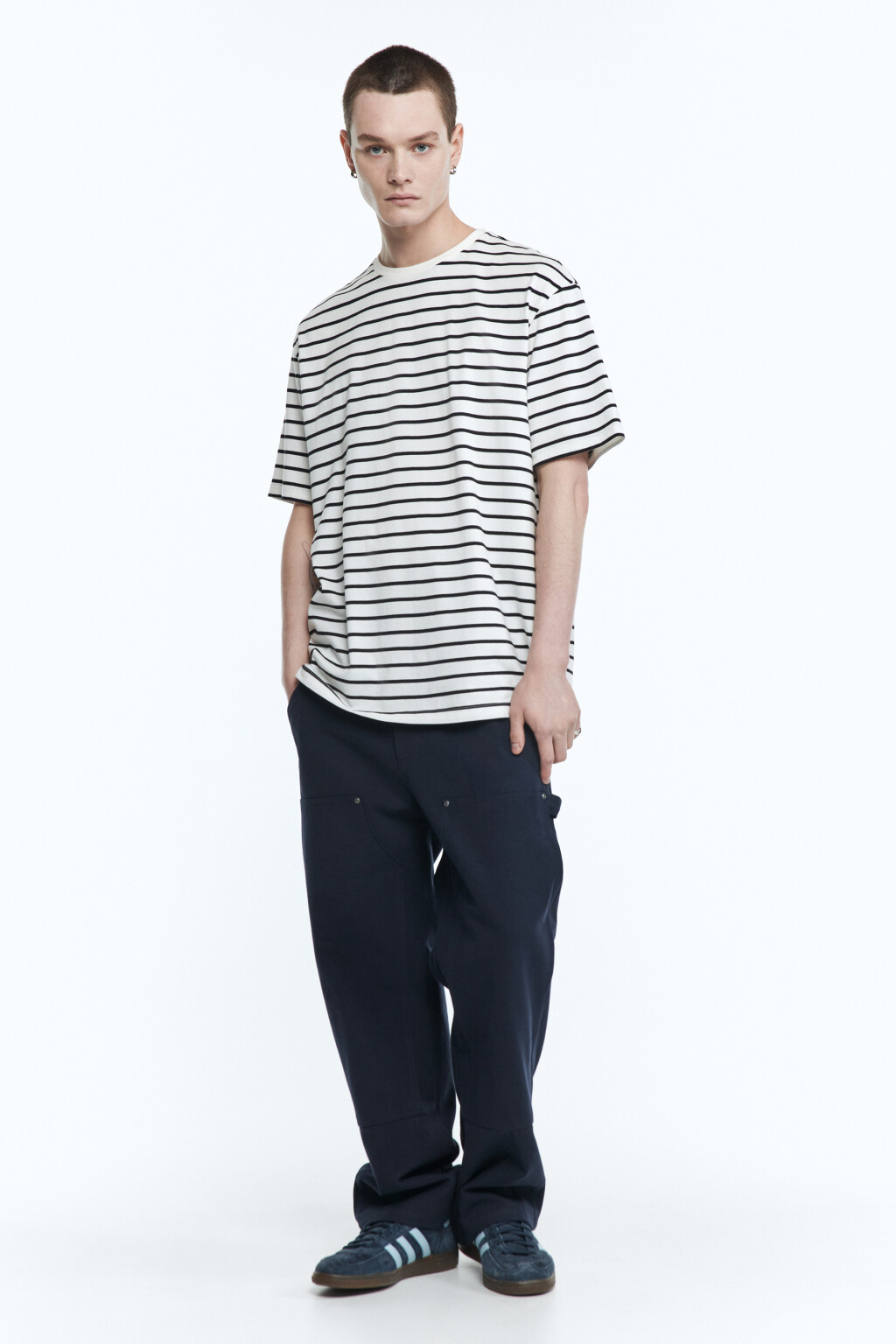 Футболка прямая с принтом в полоску - цвет белый - 5