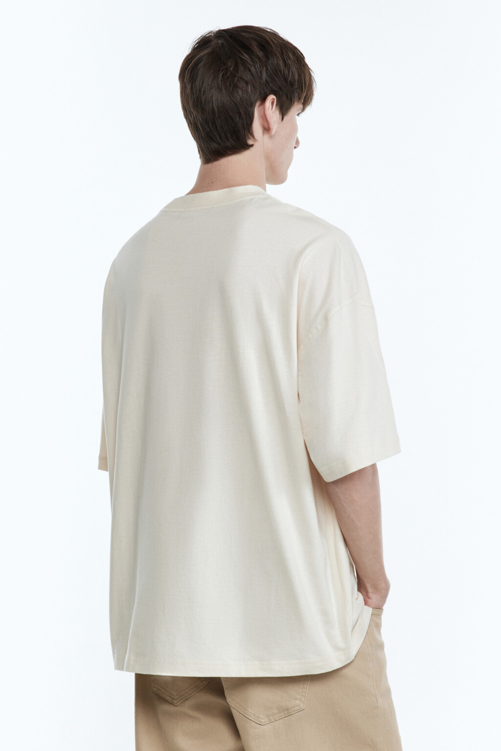 Футболка oversize с принтом - цвет бежевый - 5