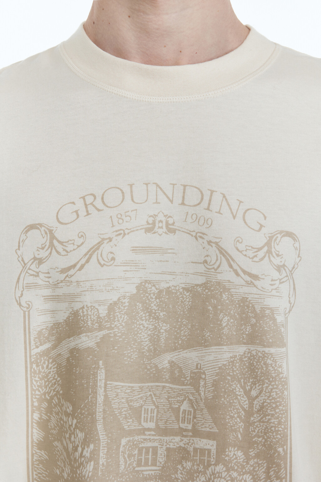 Футболка oversize с принтом - цвет бежевый - 8