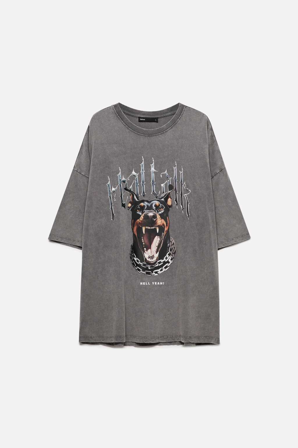 Футболка oversize вареная с принтом - цвет серый - 8