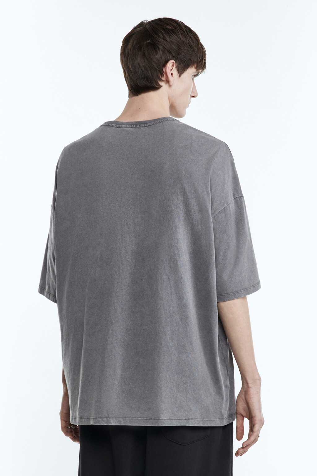 Футболка oversize вареная с принтом - цвет серый - 4