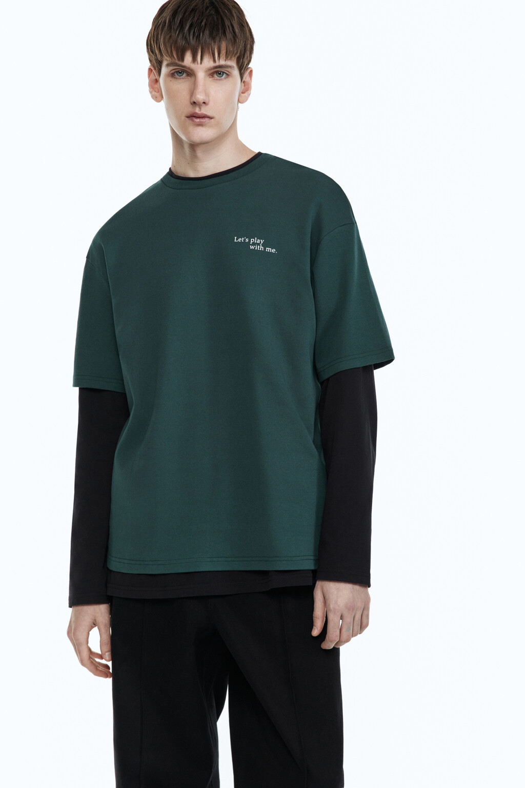 Футболка прямая хлопковая с принтом - цвет зеленый - 3