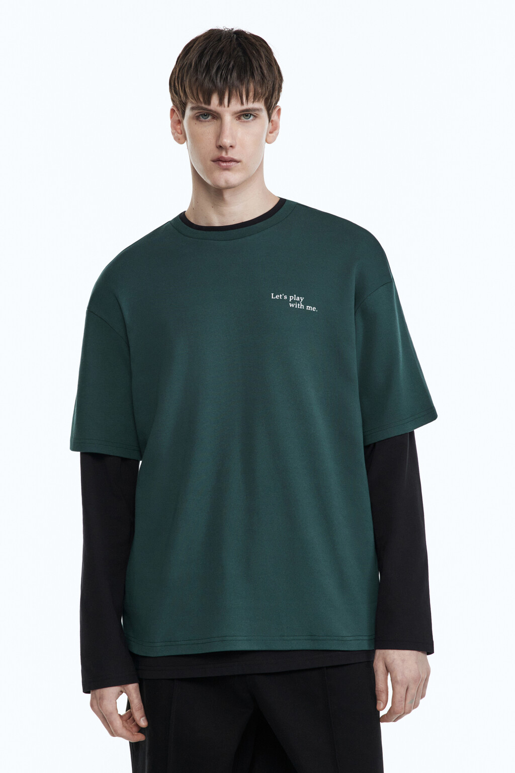 Футболка прямая хлопковая с принтом - цвет зеленый - 4