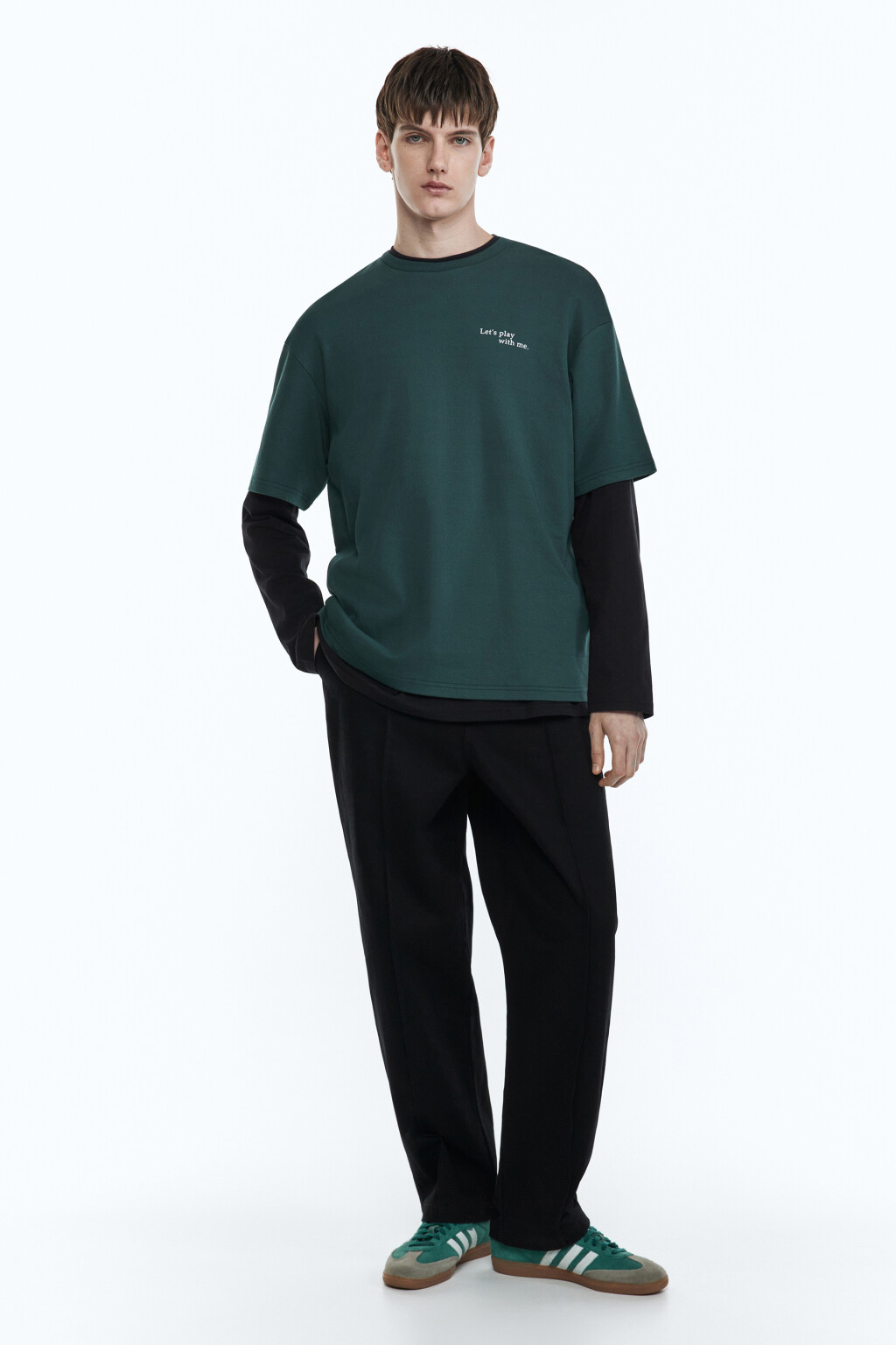 Футболка прямая хлопковая с принтом - цвет зеленый - 2