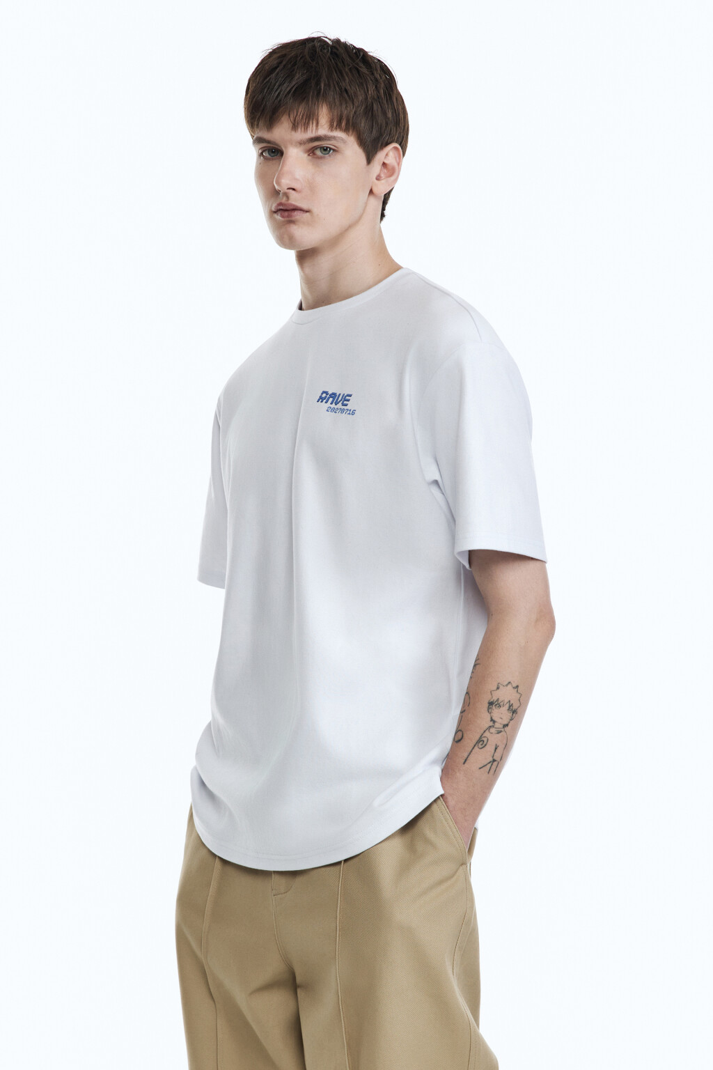 Футболка прямая хлопковая с принтом - цвет бежевый - 4