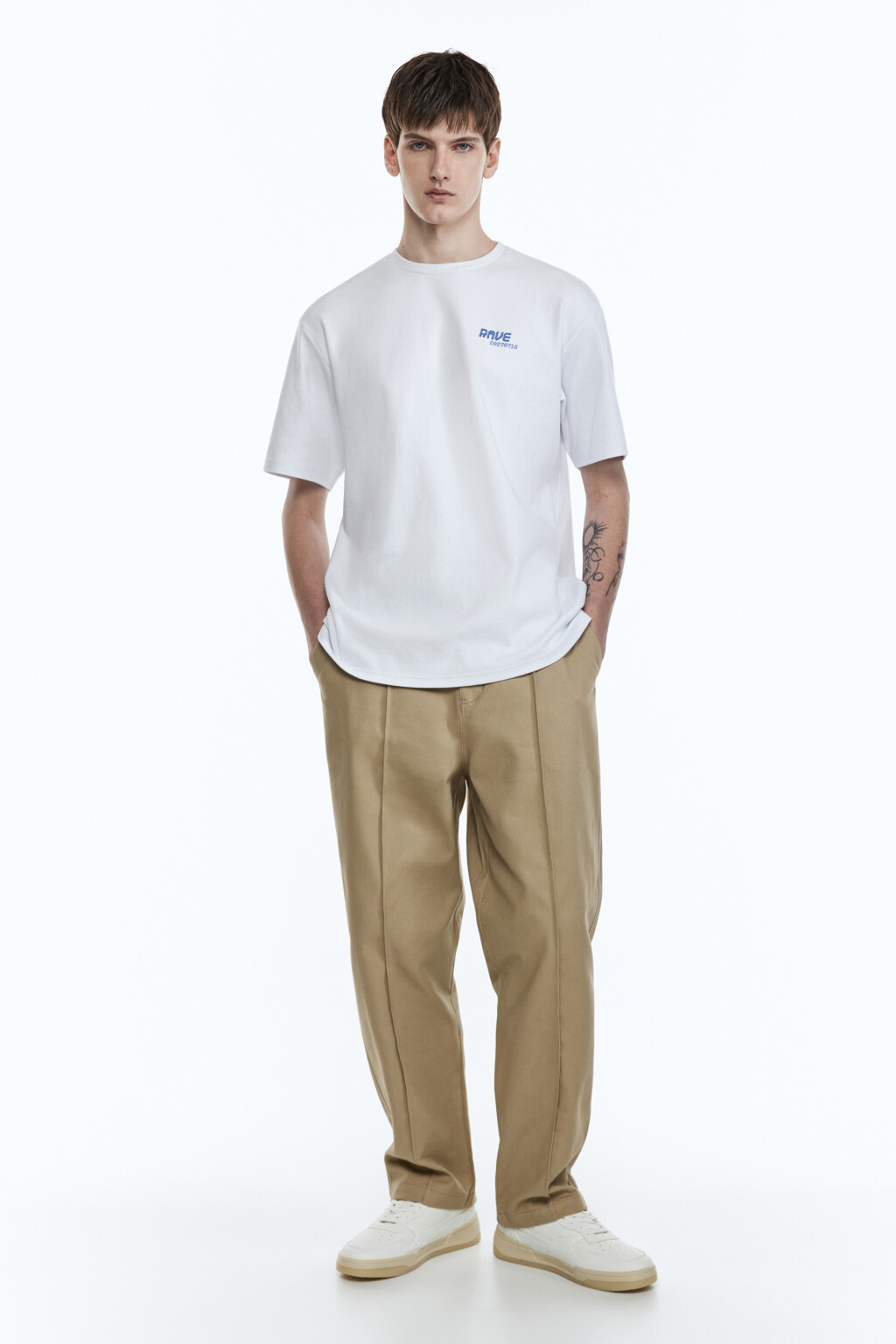 Футболка прямая хлопковая с принтом - цвет бежевый - 6