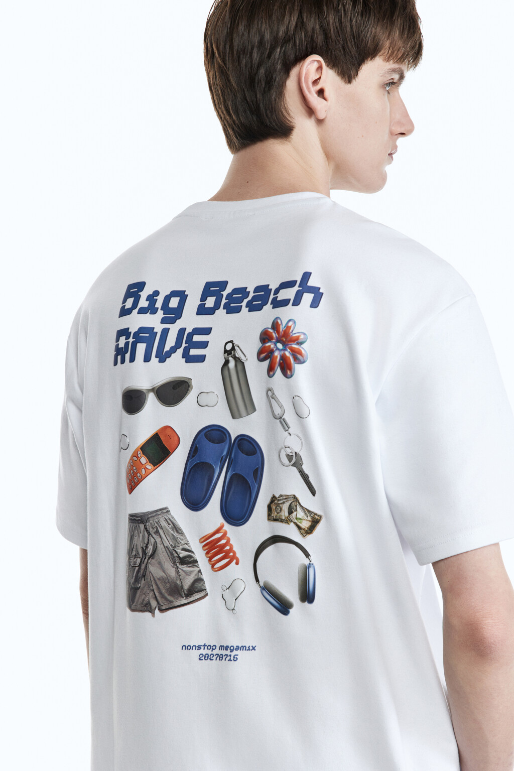 Футболка прямая хлопковая с принтом - цвет бежевый - 1