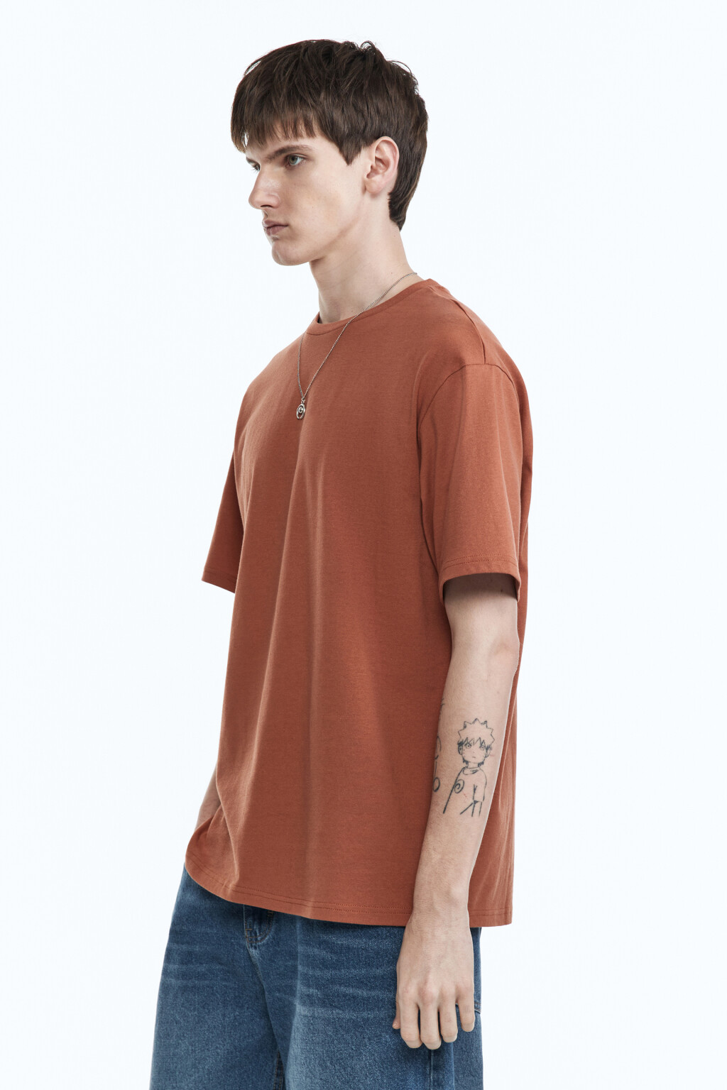 Футболка прямая с принтом - цвет коричневый - 3