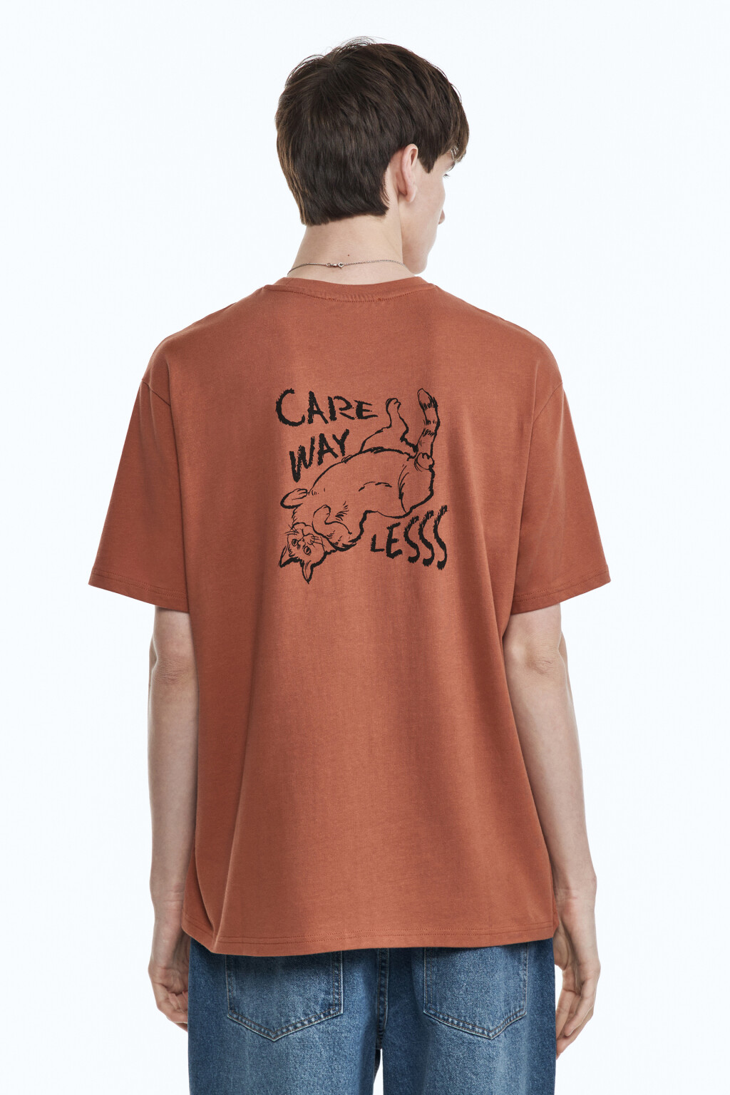 Футболка прямая с принтом - цвет коричневый - 4