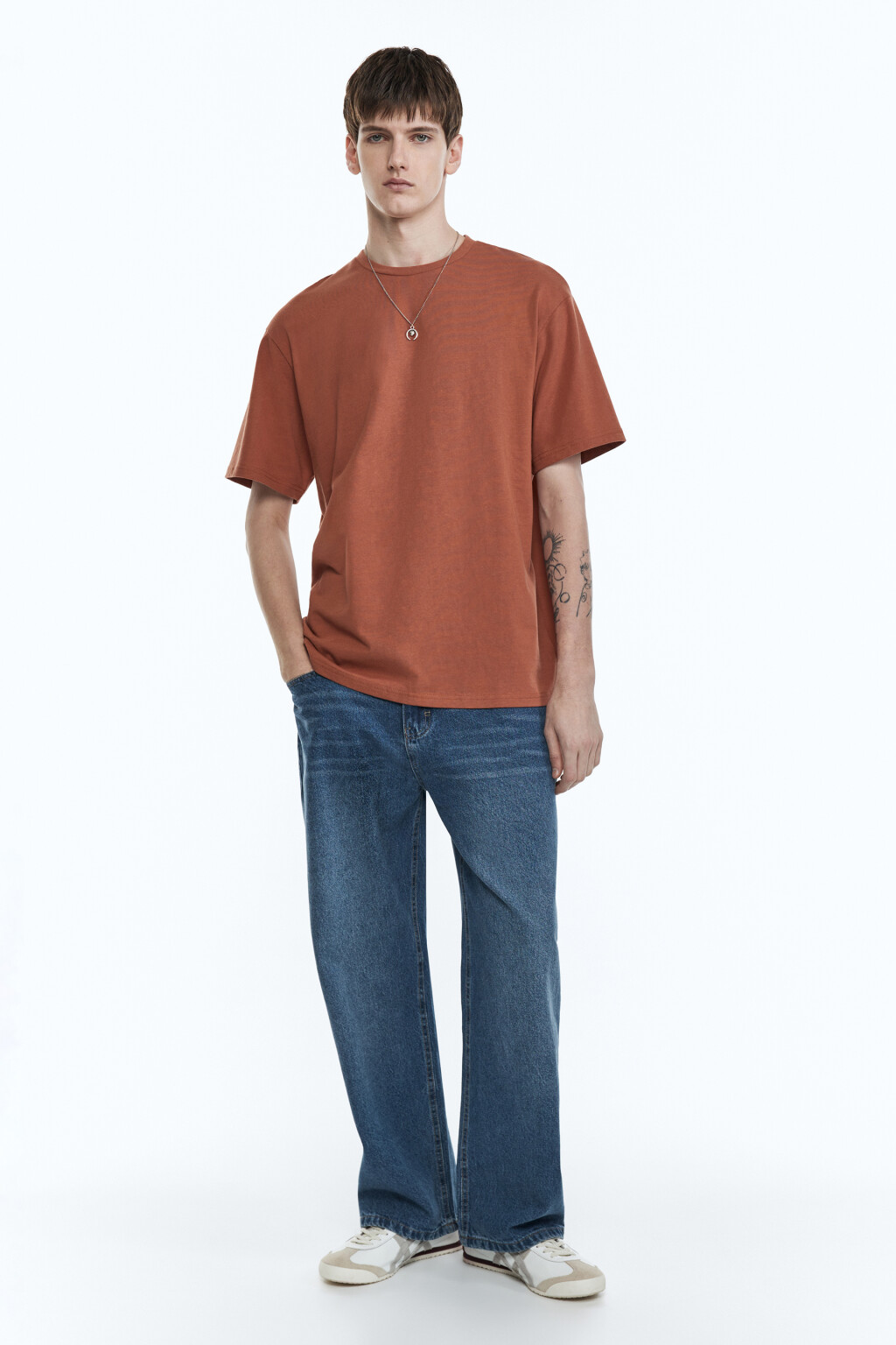 Футболка прямая с принтом - цвет коричневый - 5