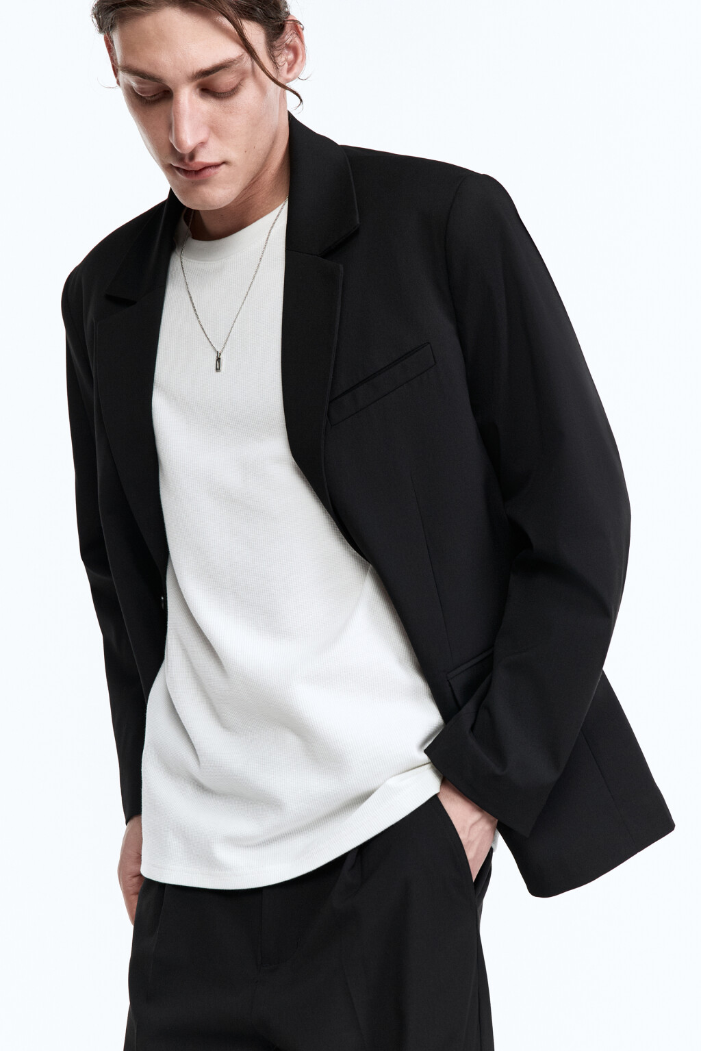 Футболка прямая с вафельной фактурой - цвет белый - 1