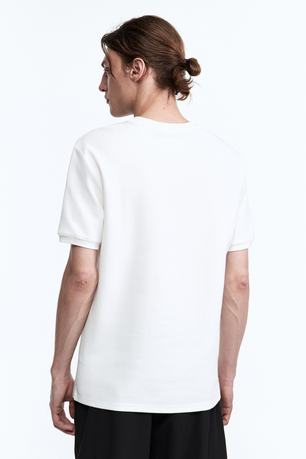 Футболка прямая с вафельной фактурой - цвет белый - 4