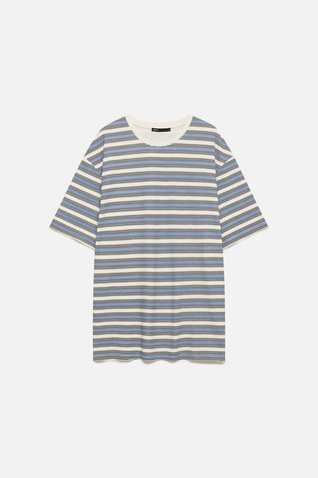 Футболка oversize с принтом в полоску - цвет синий - 8