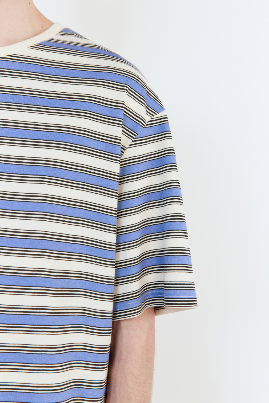 Футболка oversize с принтом в полоску - цвет синий - 7