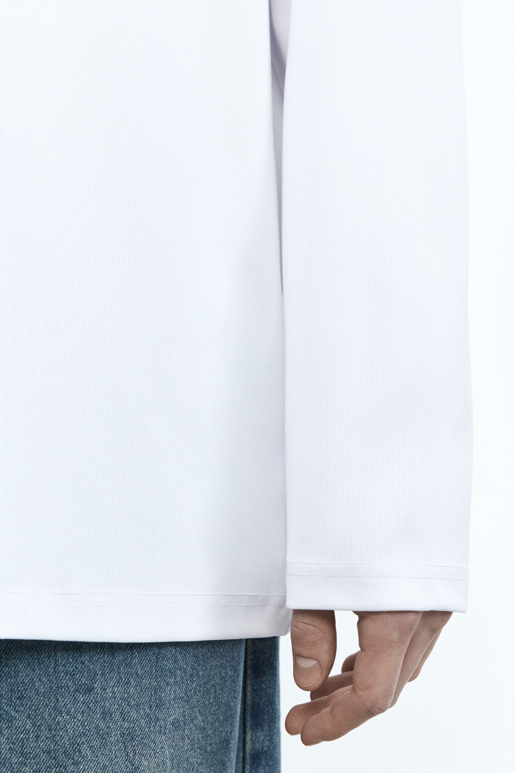 Лонгслив свободный в рубчик - цвет белый - 7