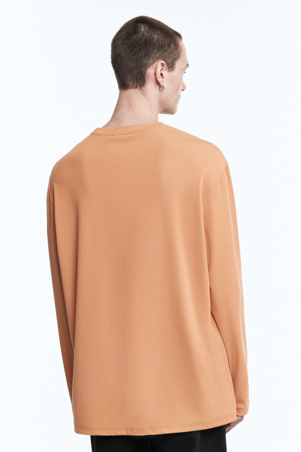 Лонгслив свободный в рубчик - цвет коричневый - 5