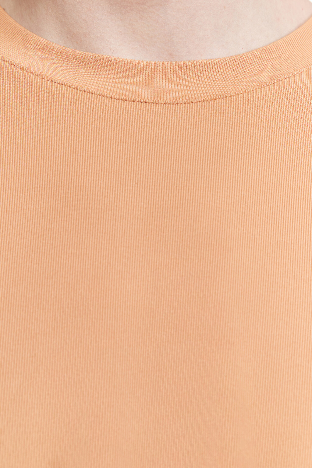 Лонгслив свободный в рубчик - цвет коричневый - 6