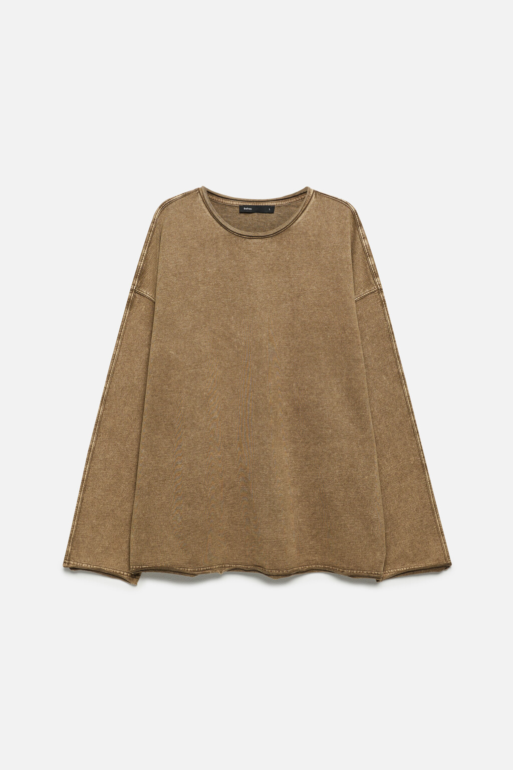 Лонгслив oversize с состаренным эффектом - цвет бежевый - 9