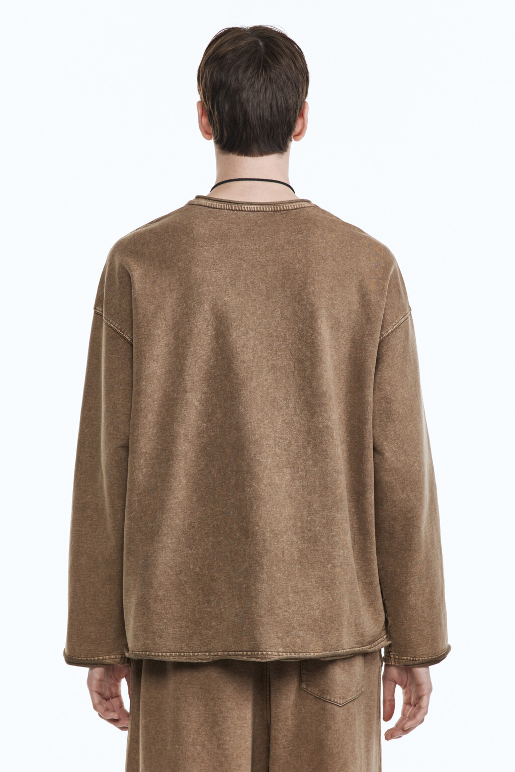 Лонгслив oversize с состаренным эффектом - цвет бежевый - 4