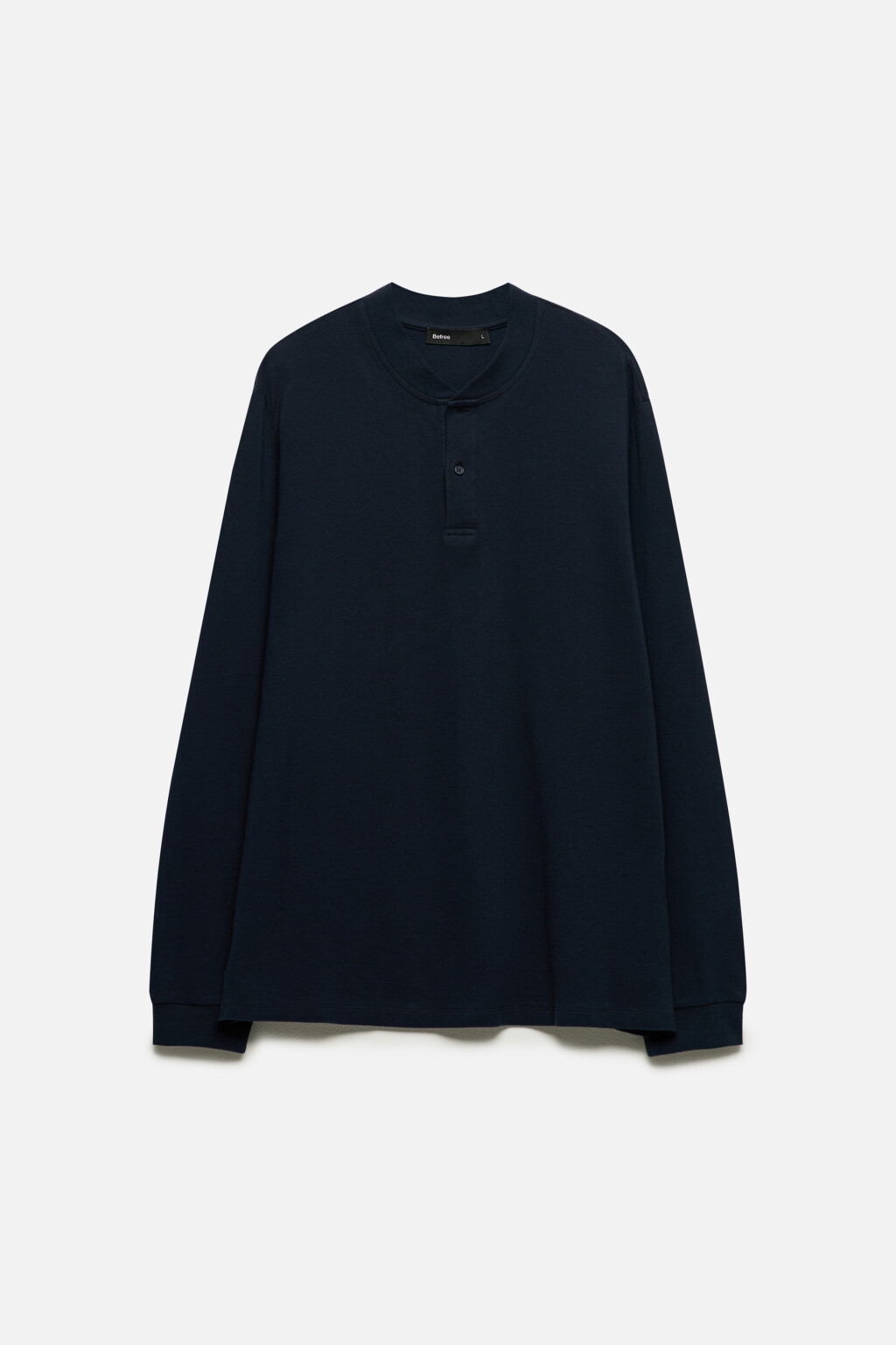 Лонгслив хлопковый с застежкой на груди - цвет синий - 8