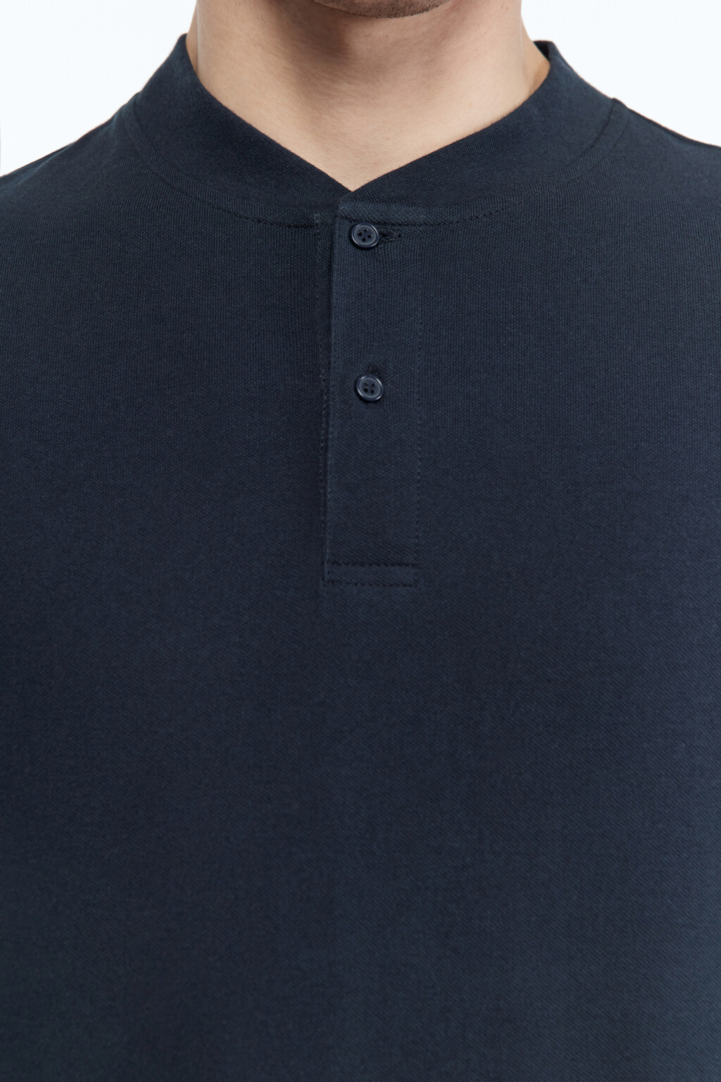 Лонгслив хлопковый с застежкой на груди - цвет синий - 6