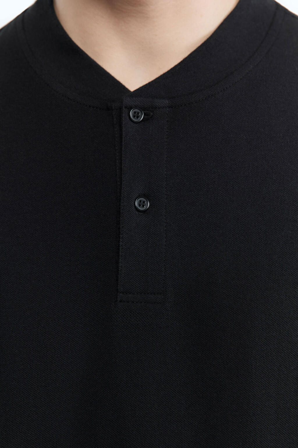 Лонгслив хлопковый с застежкой на груди - цвет черный - 6