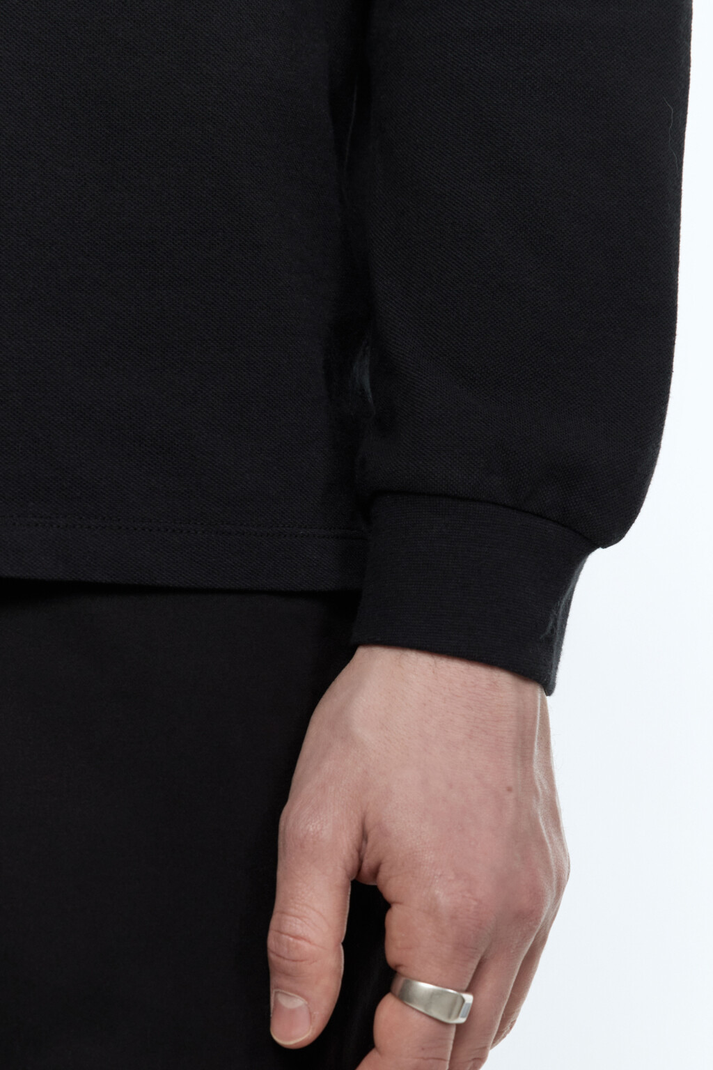 Лонгслив хлопковый с застежкой на груди - цвет черный - 7