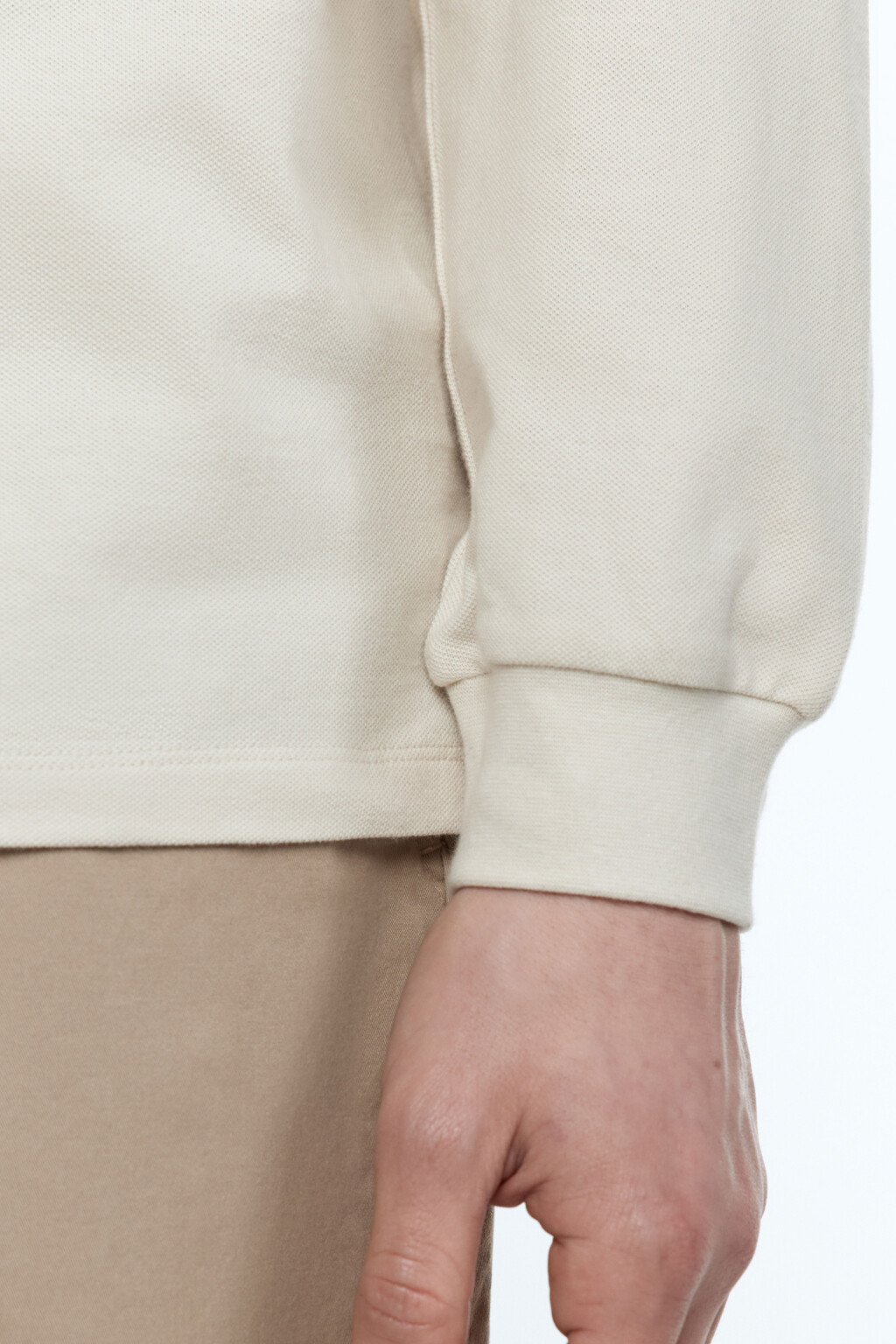 Лонгслив хлопковый с застежкой на груди - цвет бежевый - 8