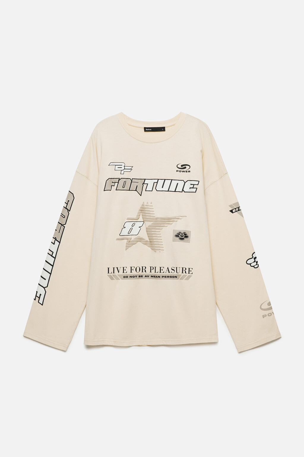 Лонгслив oversize с гоночным принтом - цвет бежевый - 8