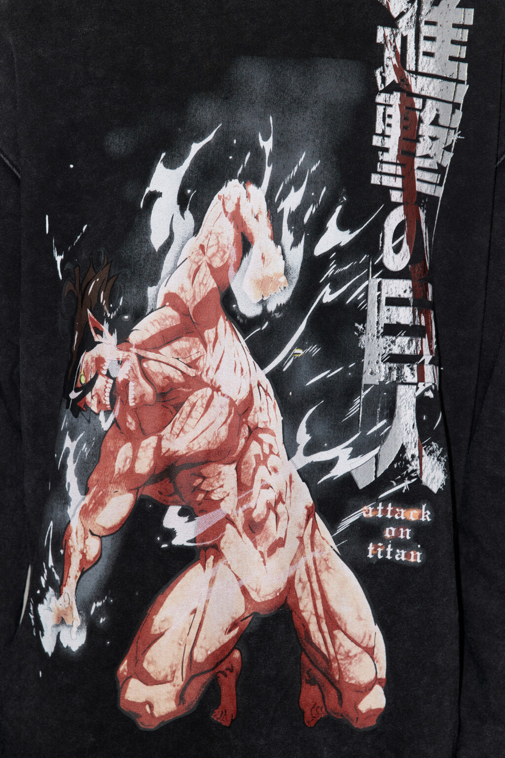 Лонгслив oversize с принтом Атака титанов - цвет черный - 7